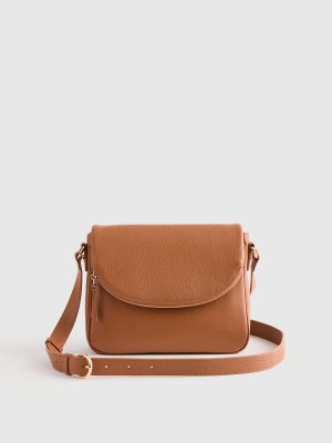 Fashioneco Cognac Foldover Crossbody bag