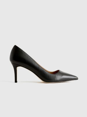 Fashioneco 75mm Pointy Black Toe Pump